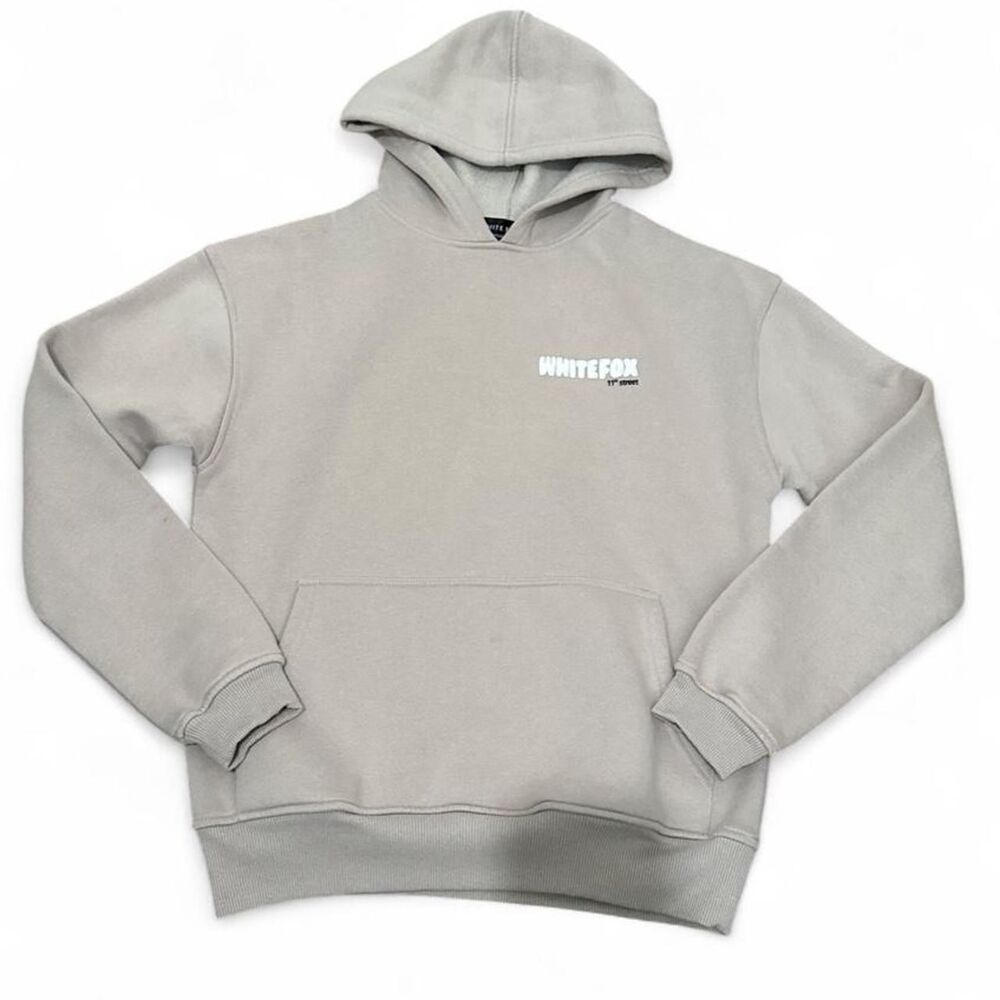White-fox-boutique Women's Grey and Cream Hoodie